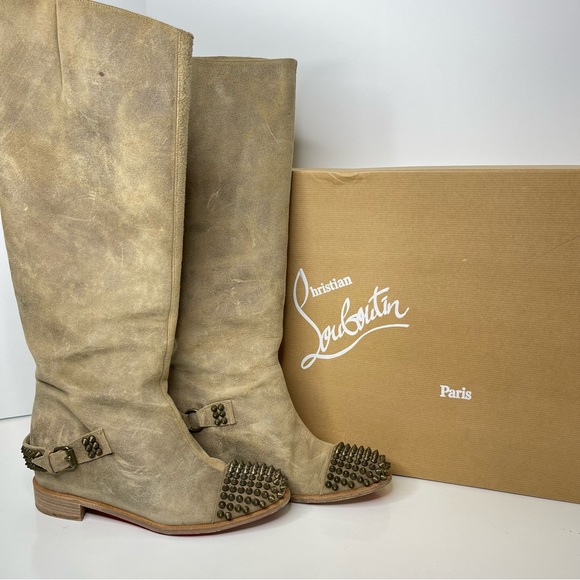CHRISTIAN LOUBOUTIN Spiked Boots “Flat crosta” - Picture 2 of 13